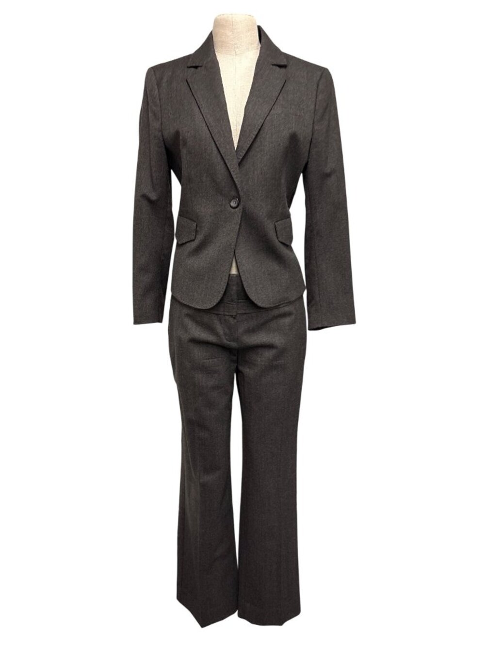 Vintage United Colors Of Benetton Gray Two-Piece Suit Blazer Wide-Leg Trousers